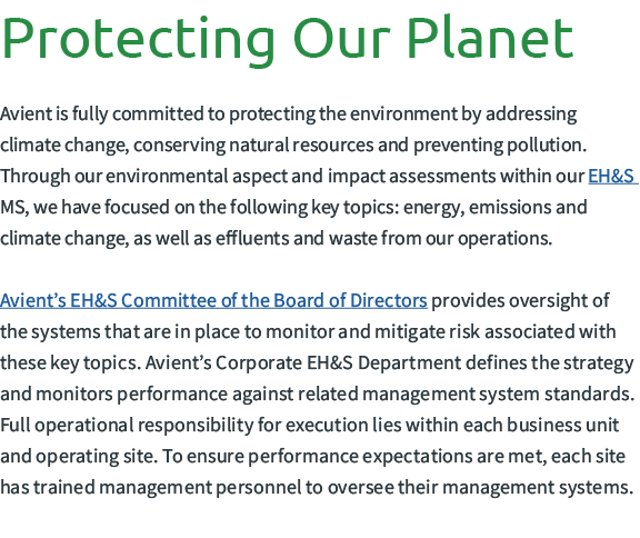 Protecting Our Planet Avient is fully committed to protecting the environment by addressing climate change, conservin...